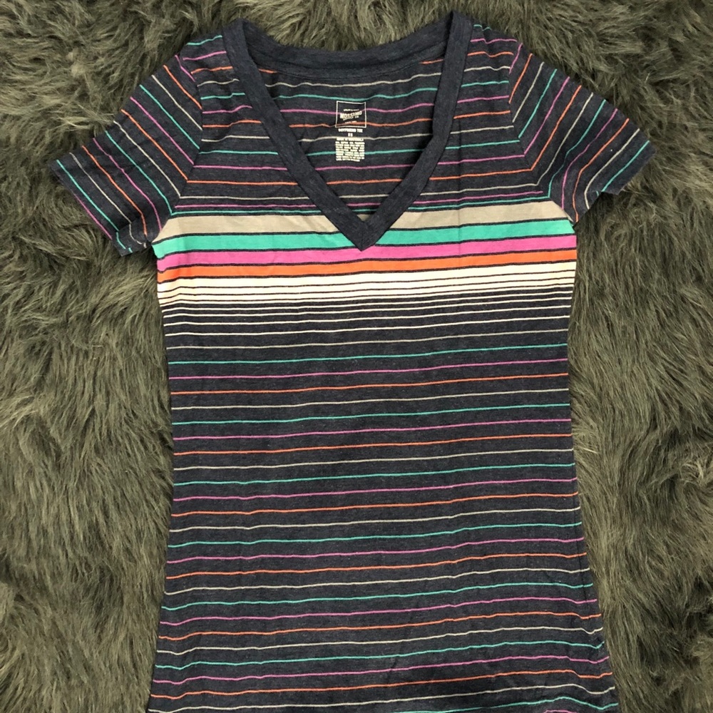 Mossimo Dark Blue Striped T-shirt